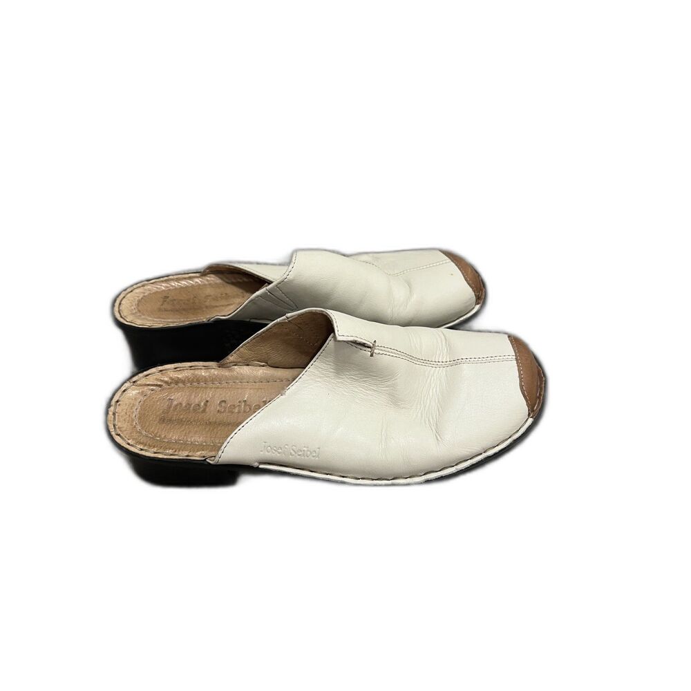 Josef Seibel Women's Cream Leather Slip-On Comfort Casual Shoes US 8.5 EU 39